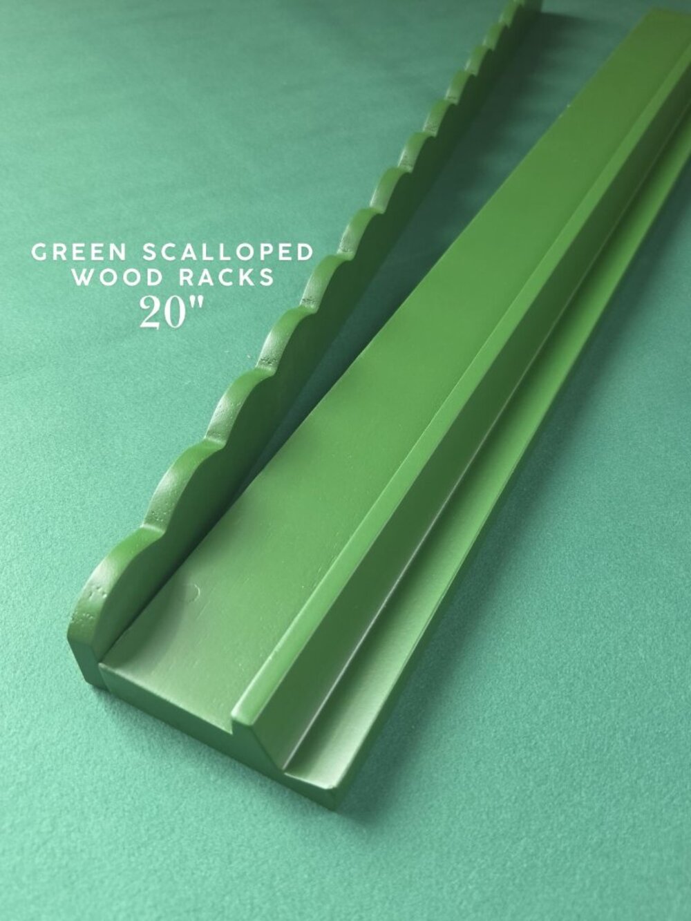 Scalloped Wood Mah Jongg Racks with Magnetic Pushers 20" - Green (Set of 4)